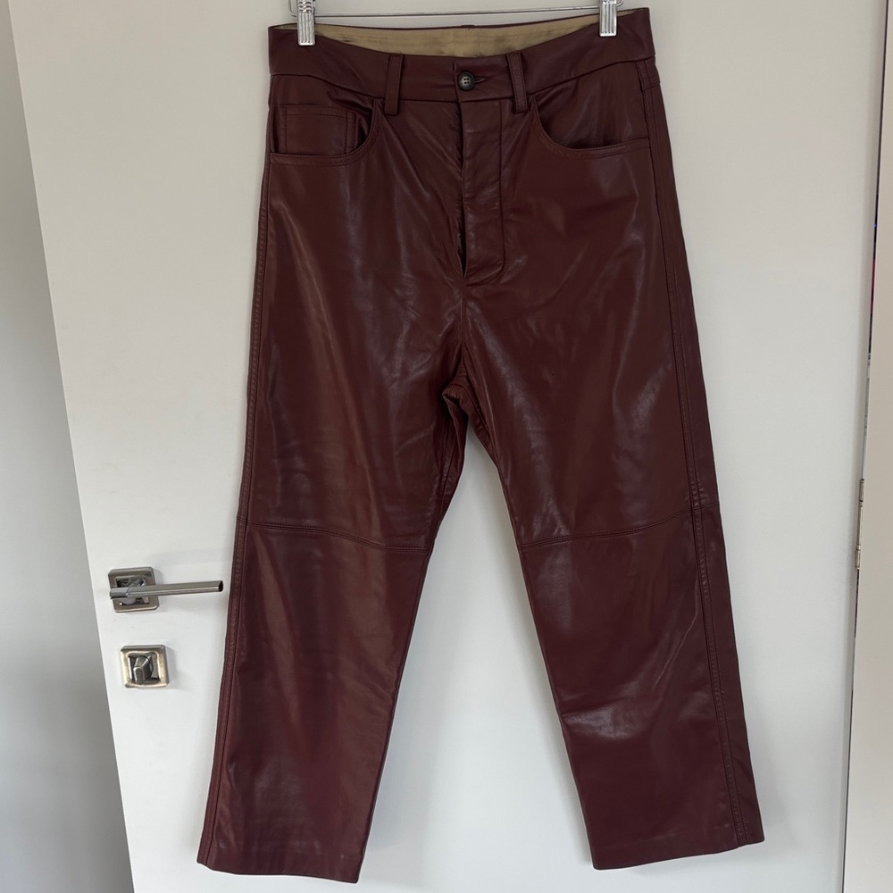 Nanushka Vegan Leather Cognac Pants